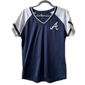 Atlanta Braves Baseball Jersey Tee Women's XL G-III 4her by Carl Banks MLB